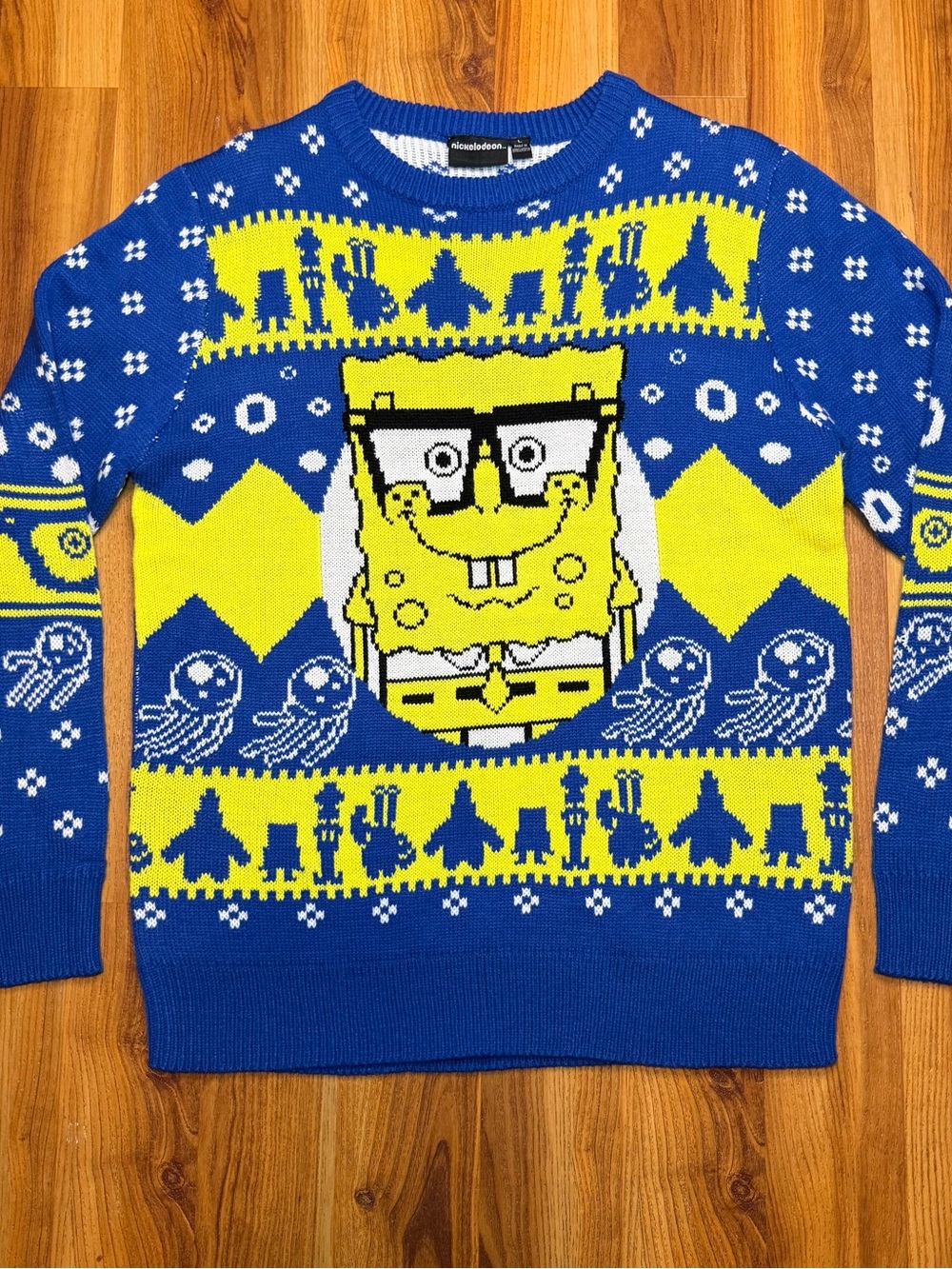 Nickelodeon SpongeBob Blue and Yellow Crewneck Sweater